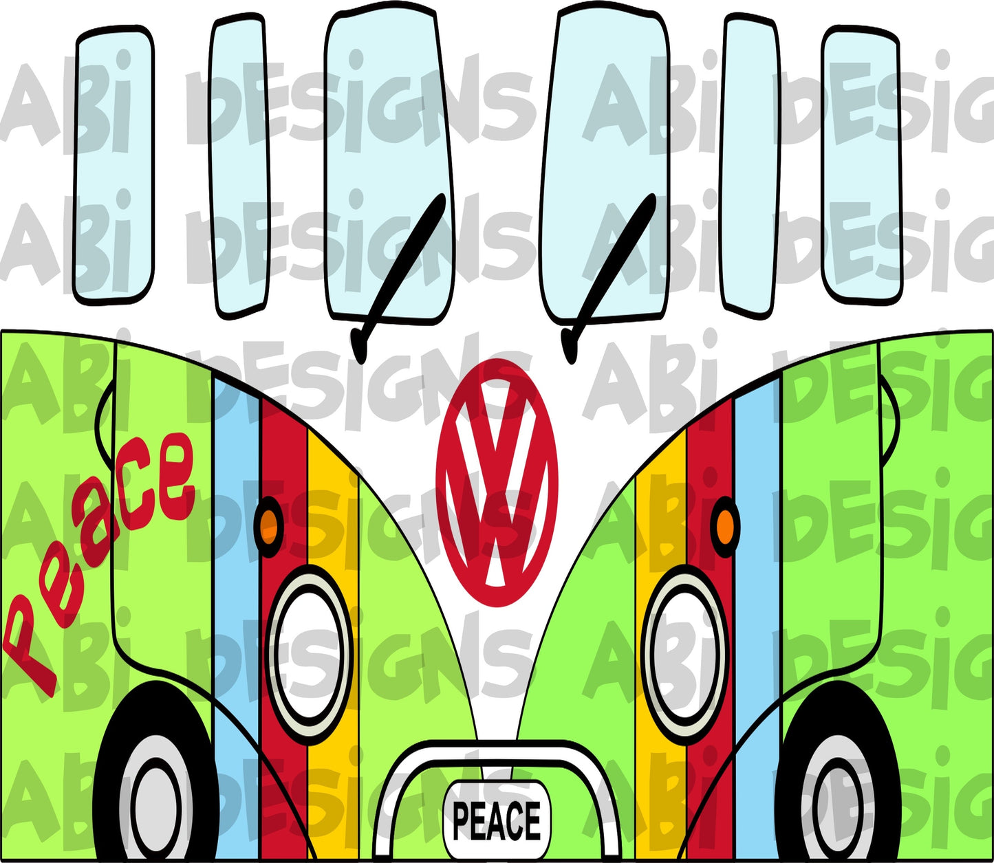 VW front lime green with stripes-sublimation
