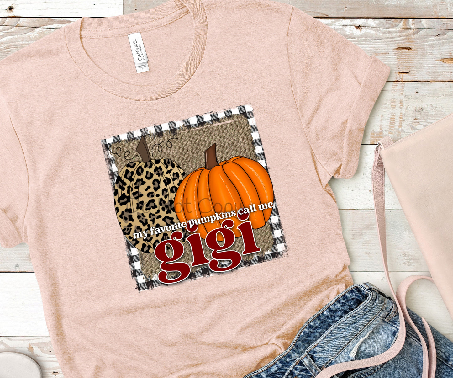 My favorite pumpkins call me gigi leopard pumpkin frame -DTF