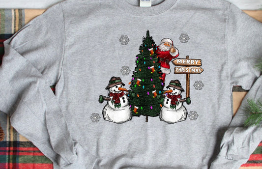 Merry Christmas snowmen tree Santa-DTF