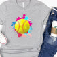 Softball blue pink splash-DTF