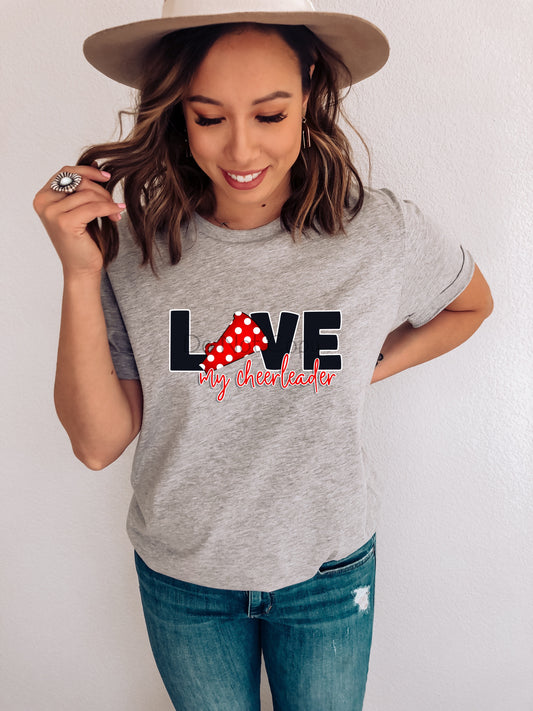Love my cheerleader red dot megaphone-DTF