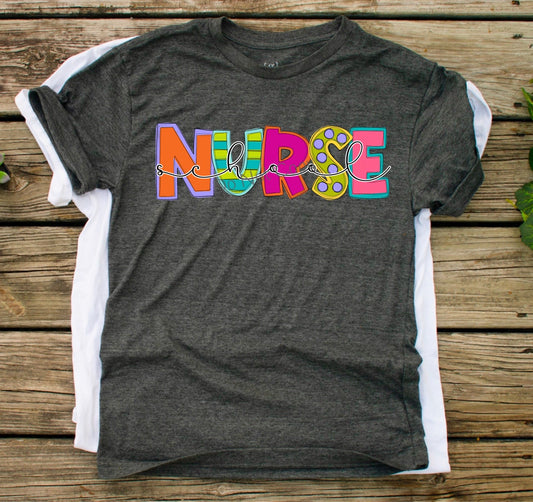 School nurse funky letters - DTF
