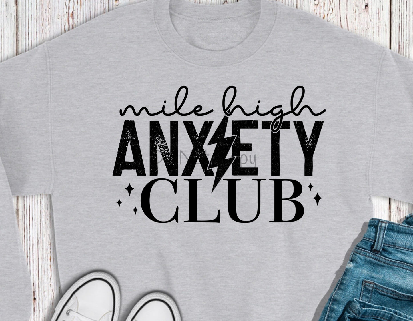 Mile high anxiety club black-DTF