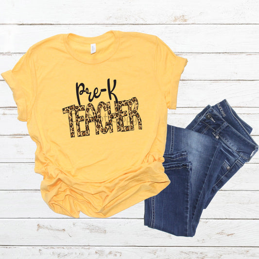 Pre k teacher leopard-DTF