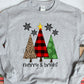Merry & bright leopard plaid green trees-DTF