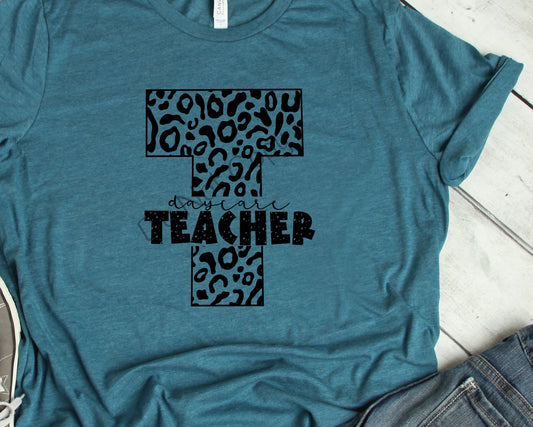School single color leopard daycare teacher-DTF