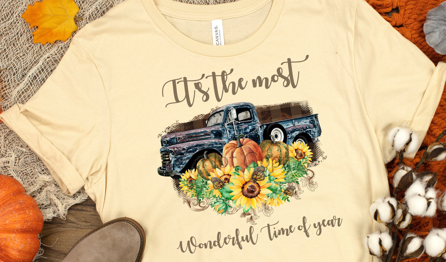 It’s the most wonderful time of year distressed blue truck-DTF