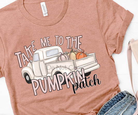 Take me to the pumpkin patch white truck-DTF