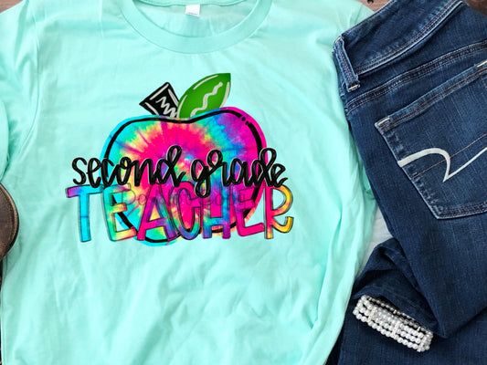 Second grade teacher tie dye-DTF