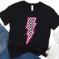 Lightning bolt pink ribbon-DTF