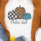 Hello fall leopard black white stripe leopard pumpkins-DTF