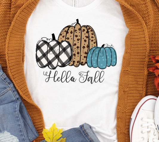 Hello fall leopard black white stripe leopard pumpkins-DTF