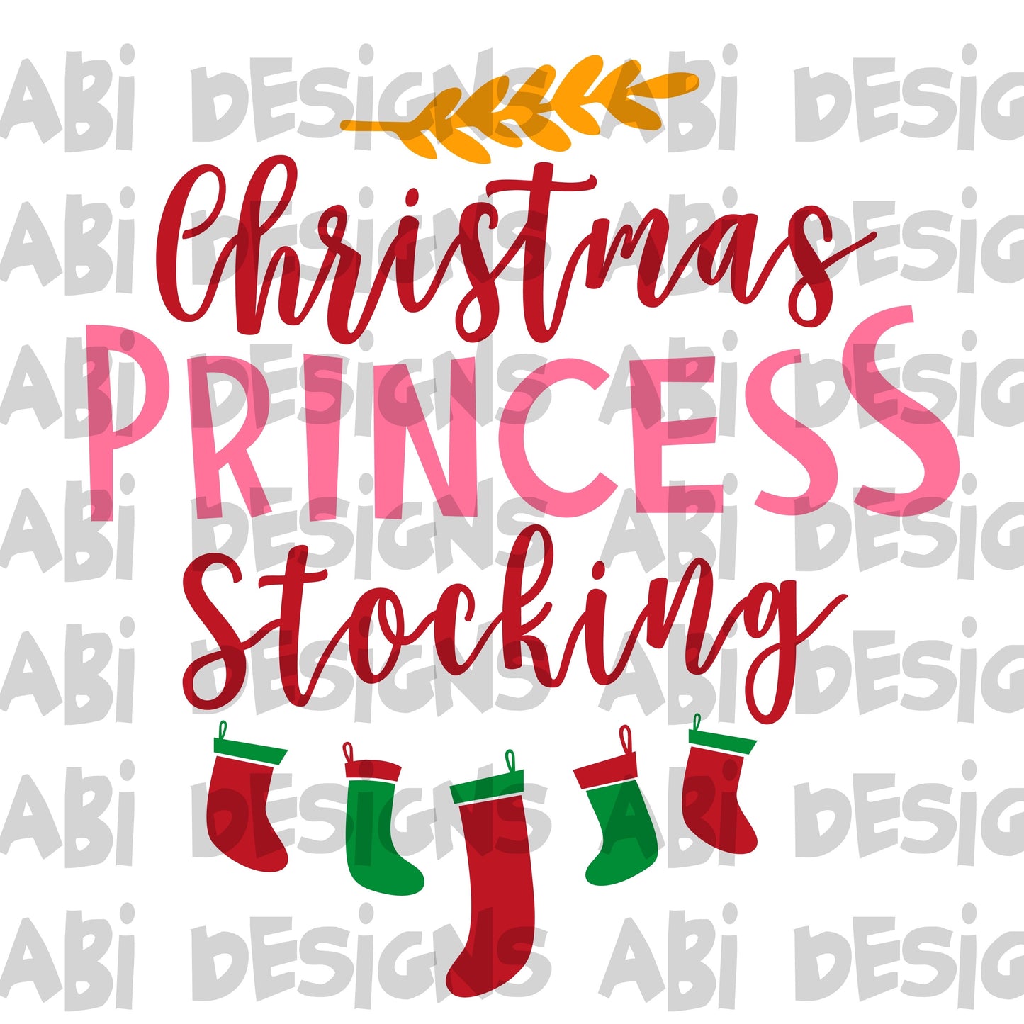 Christmas princess stocking- Sublimation