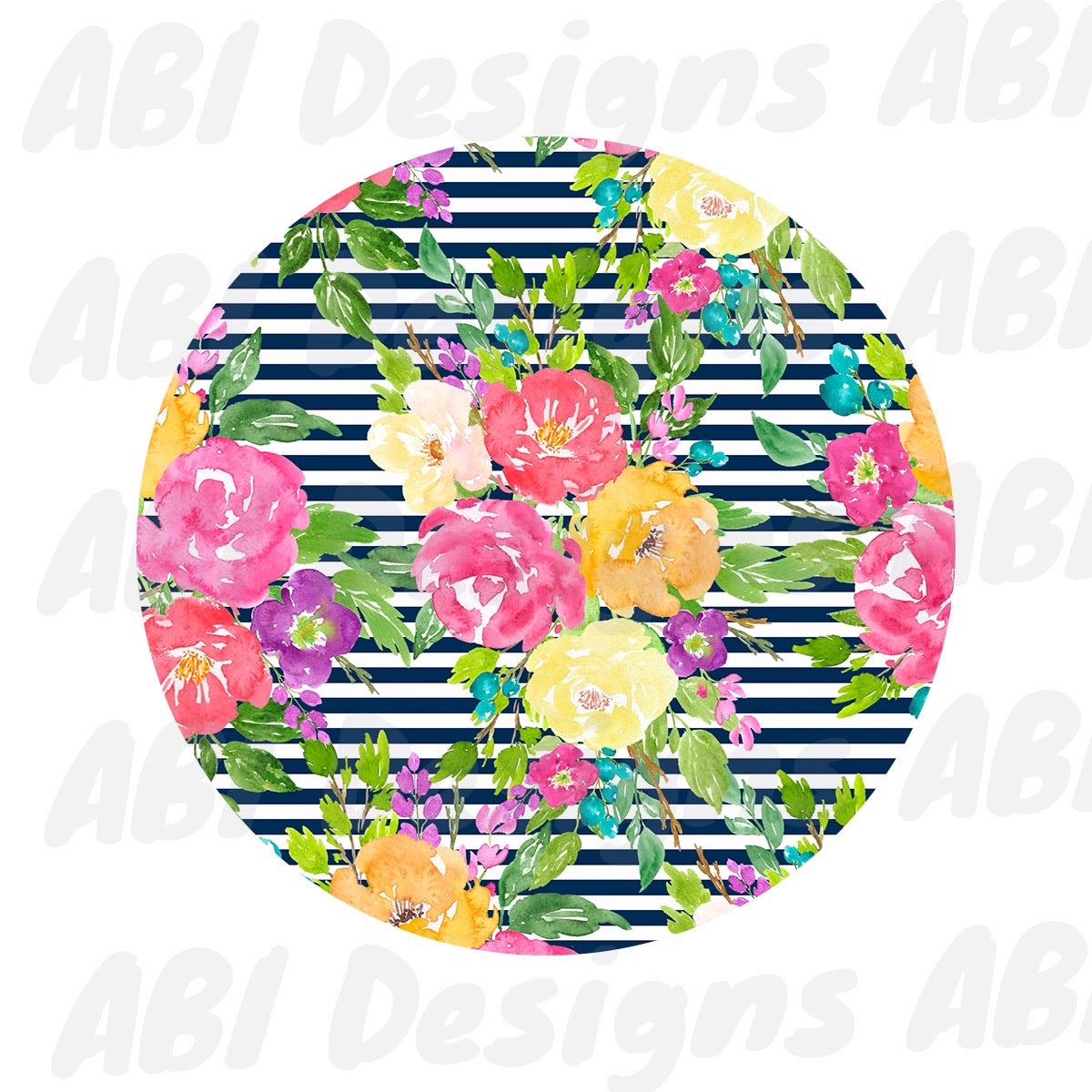 Floral with navy lines Car Coaster- Sublimation