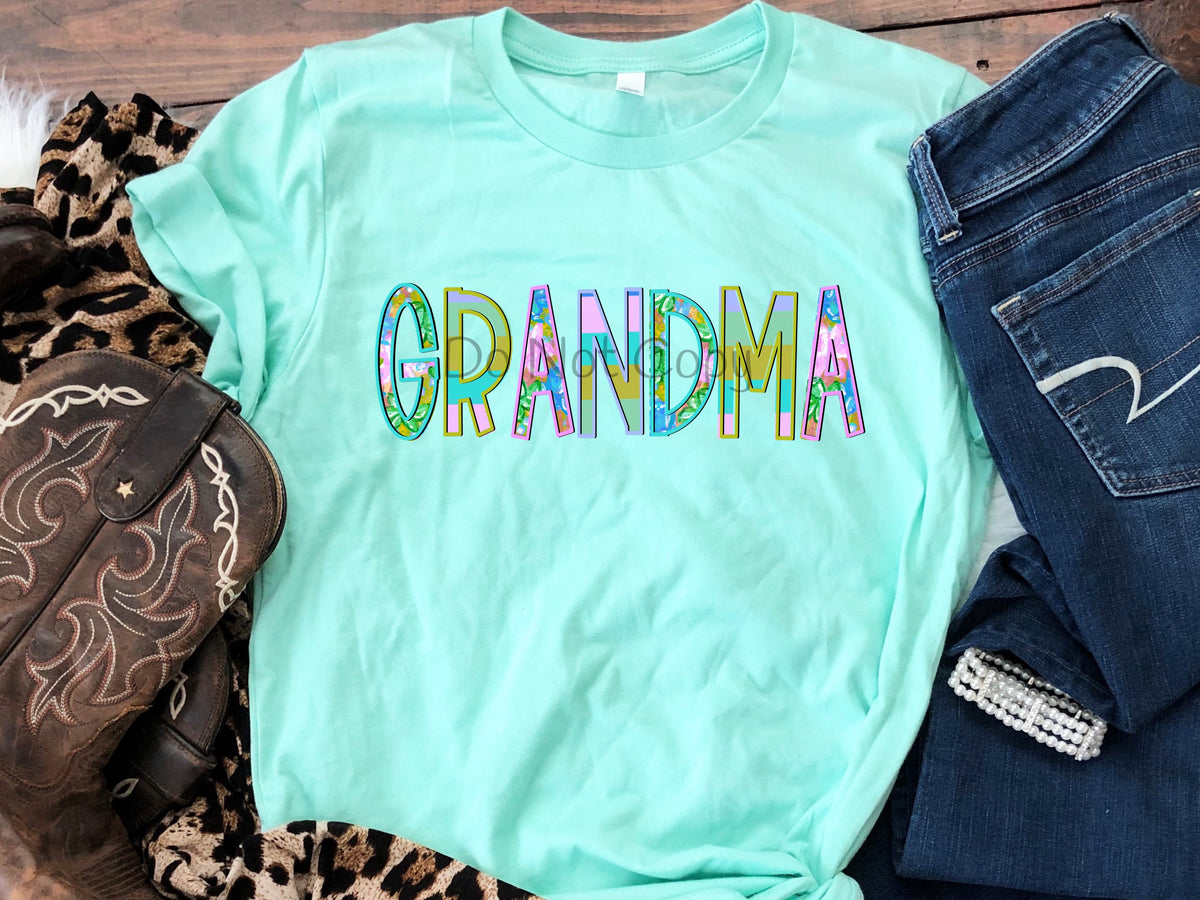 Grandma floral and stripe-DTF