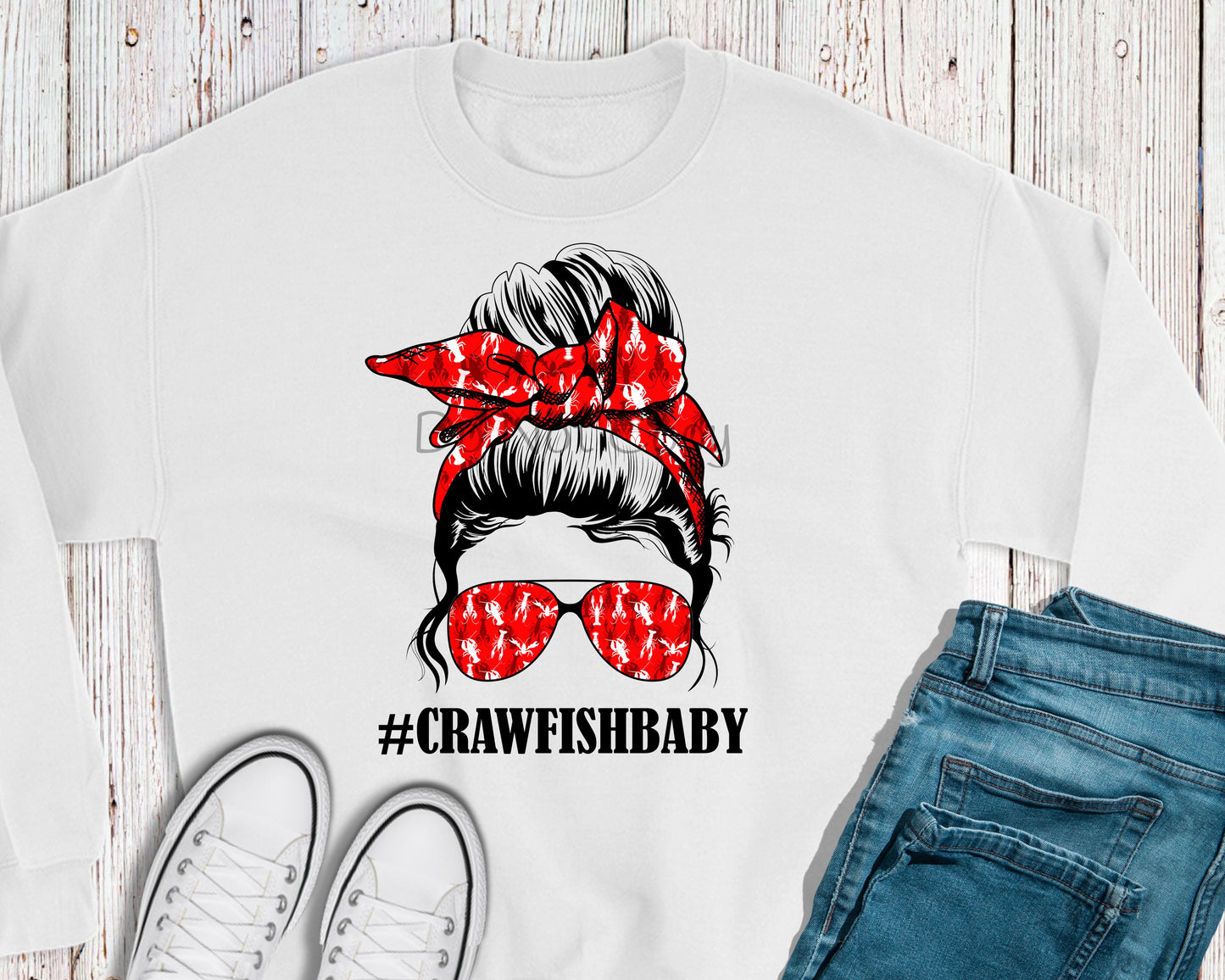 Messy bun crawfish baby-DTF