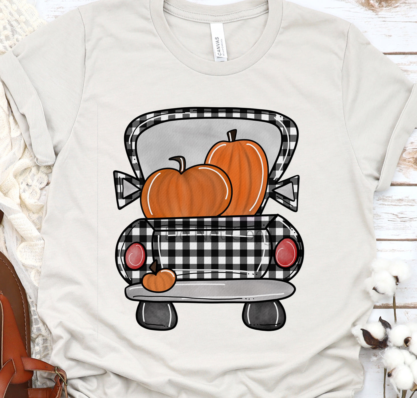 Black plaid truck pumpkins-DTF