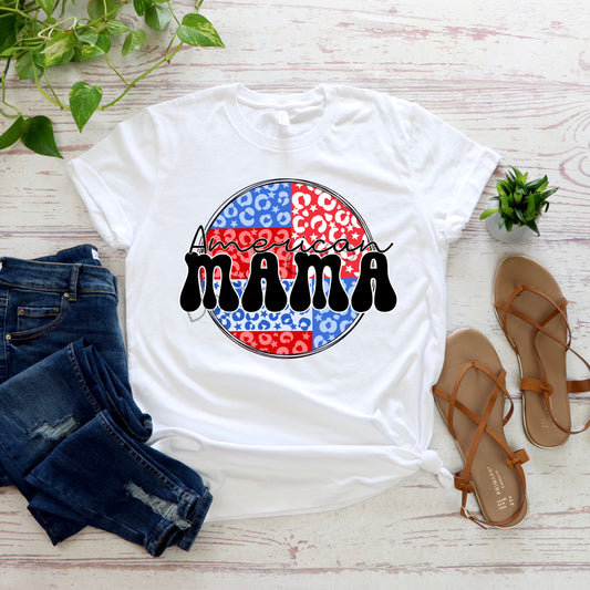 American Mama red white blue leopard-DTF