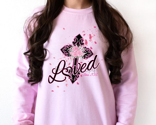 Loved cross flowers John 3:16-DTF