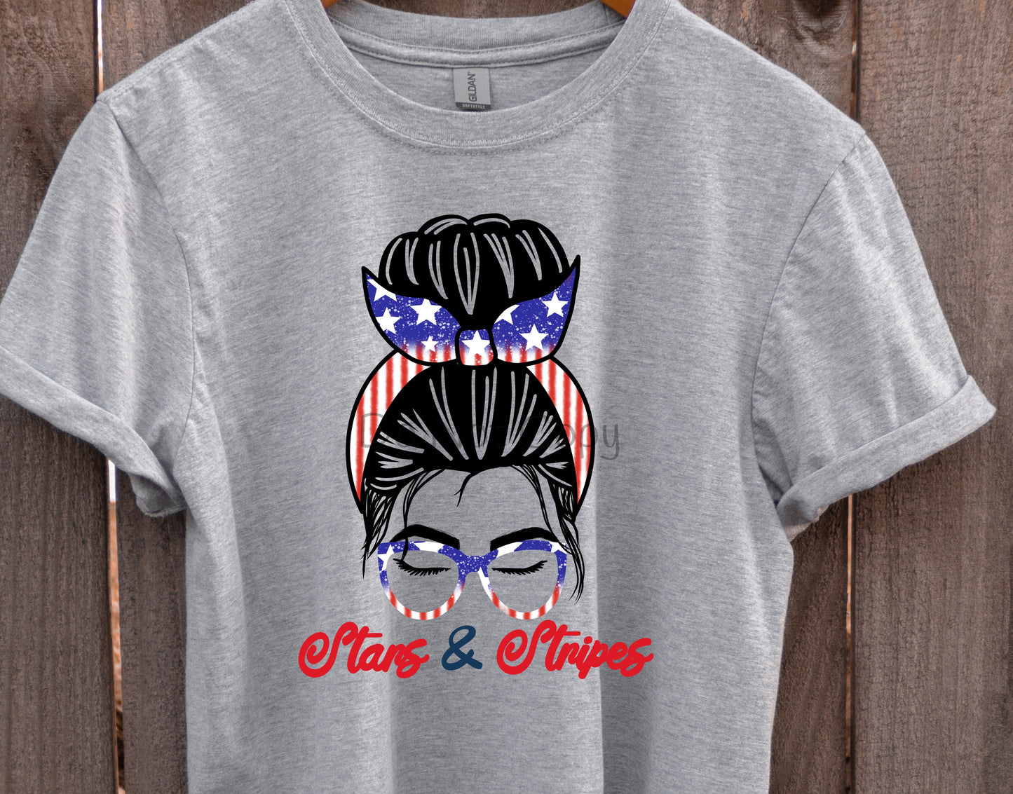 Stars & stripes messy bun-DTF