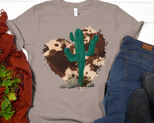 Cow print heart cactus-DTF