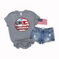 American flag smiley face- DTF