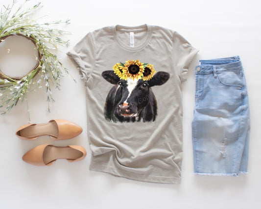 Cow with sunflowers - DTF