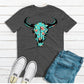 Teal cow skull - DTF