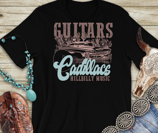 Guitars Cadillac hillbilly music-DTF