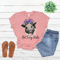 Not today heifer cow with purple flowers-DTF