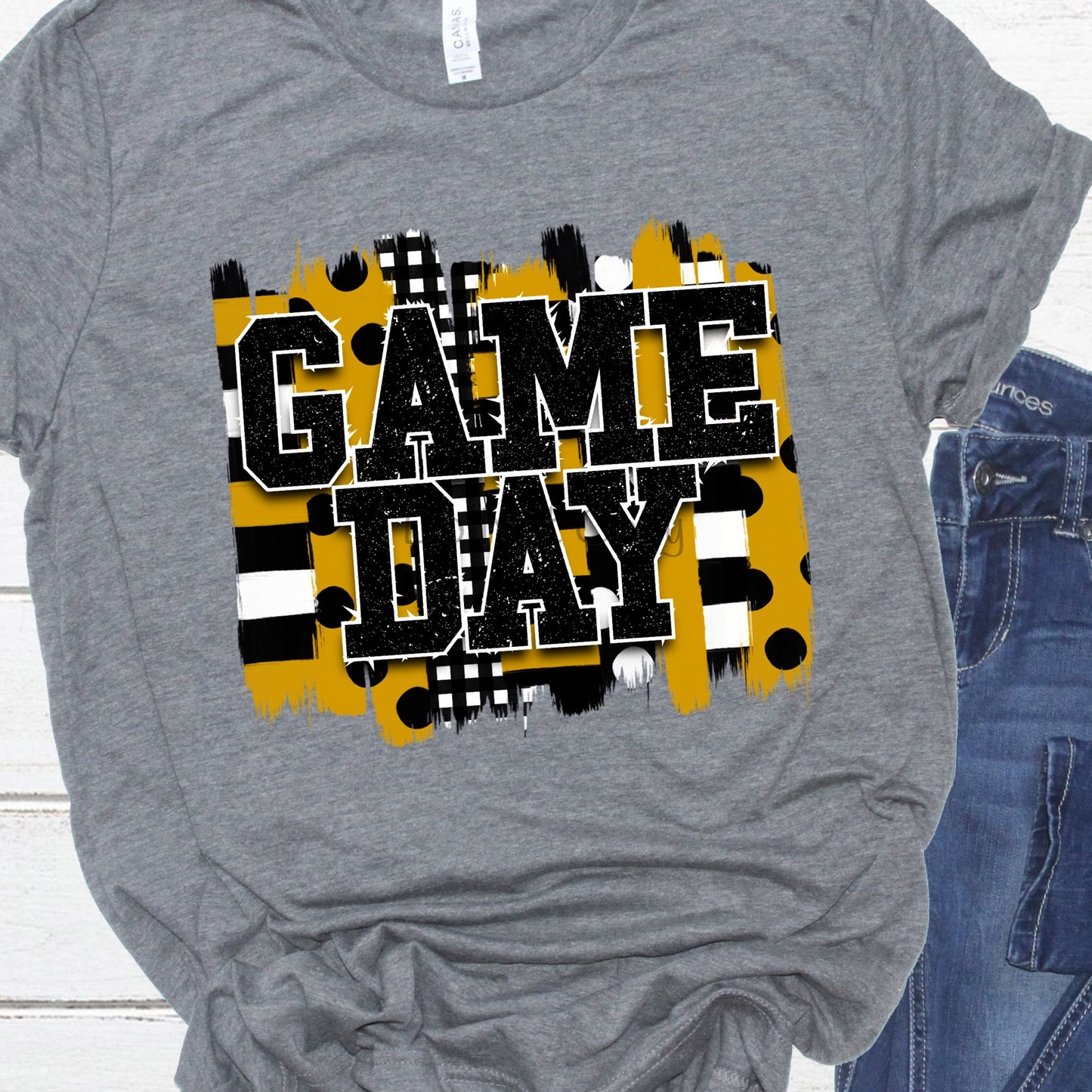 Game day gold black  -DTF