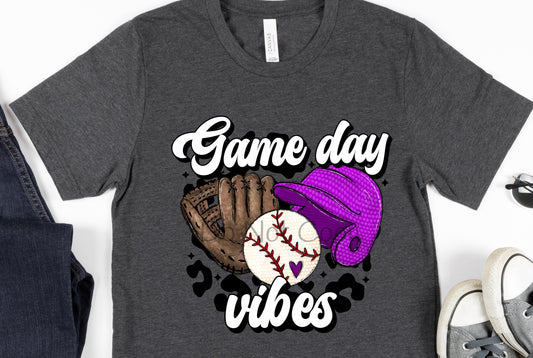 Game day vibes baseball purple-DTF