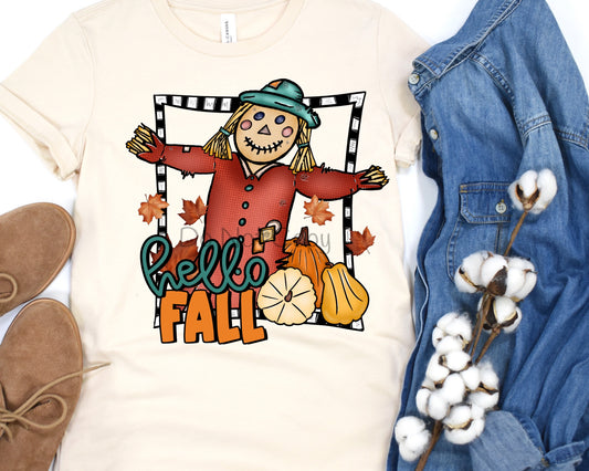 Hello fall scarecrow words bottom-DTF