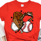 Baseball mouth lightning bolt bat glove-DTF