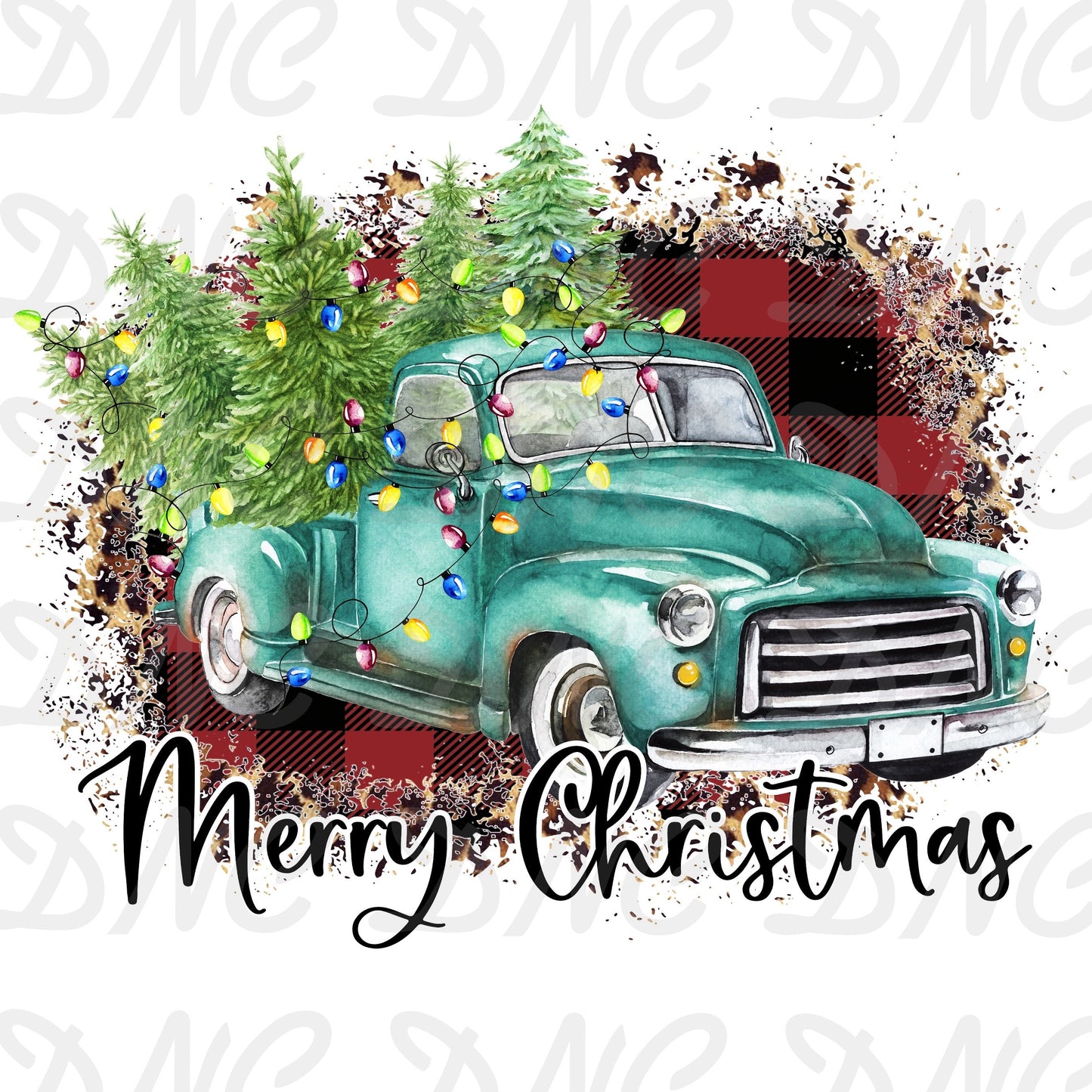 Merry Christmas Blue truck- Sublimation