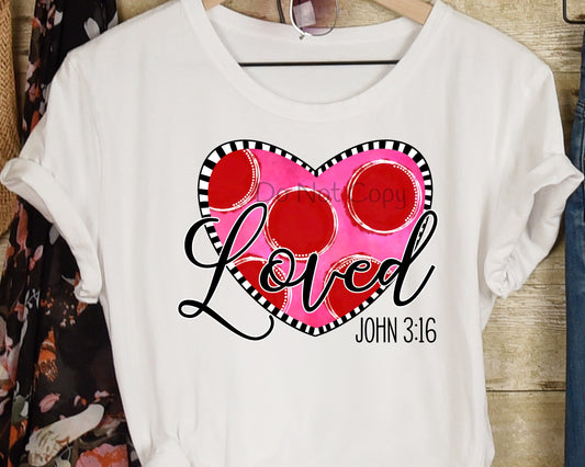 Loved red dots heart John 3:16-DTF