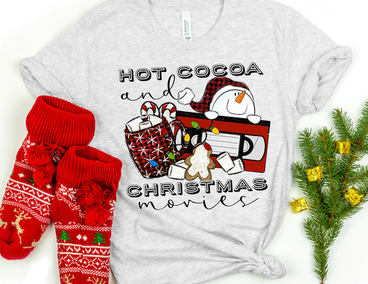 Hot cocoa and Christmas movies snowman-DTF