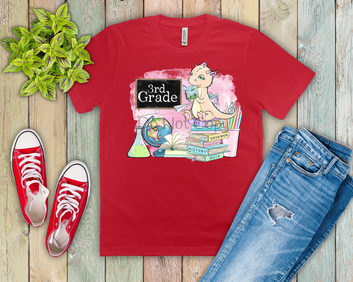 3rd grade pink dinosaur-DTF