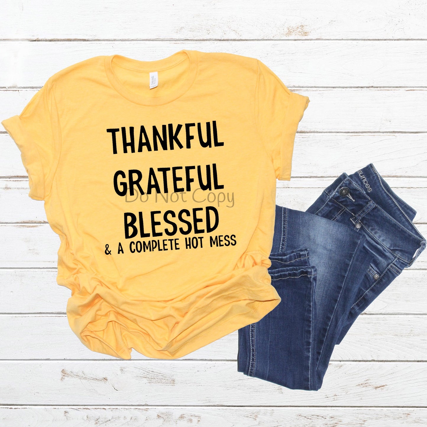 Thankful grateful blessed hot mess black-DTF