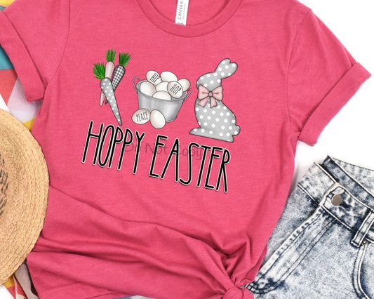 Hoppy Easter gray dot bunny carrot-DTF