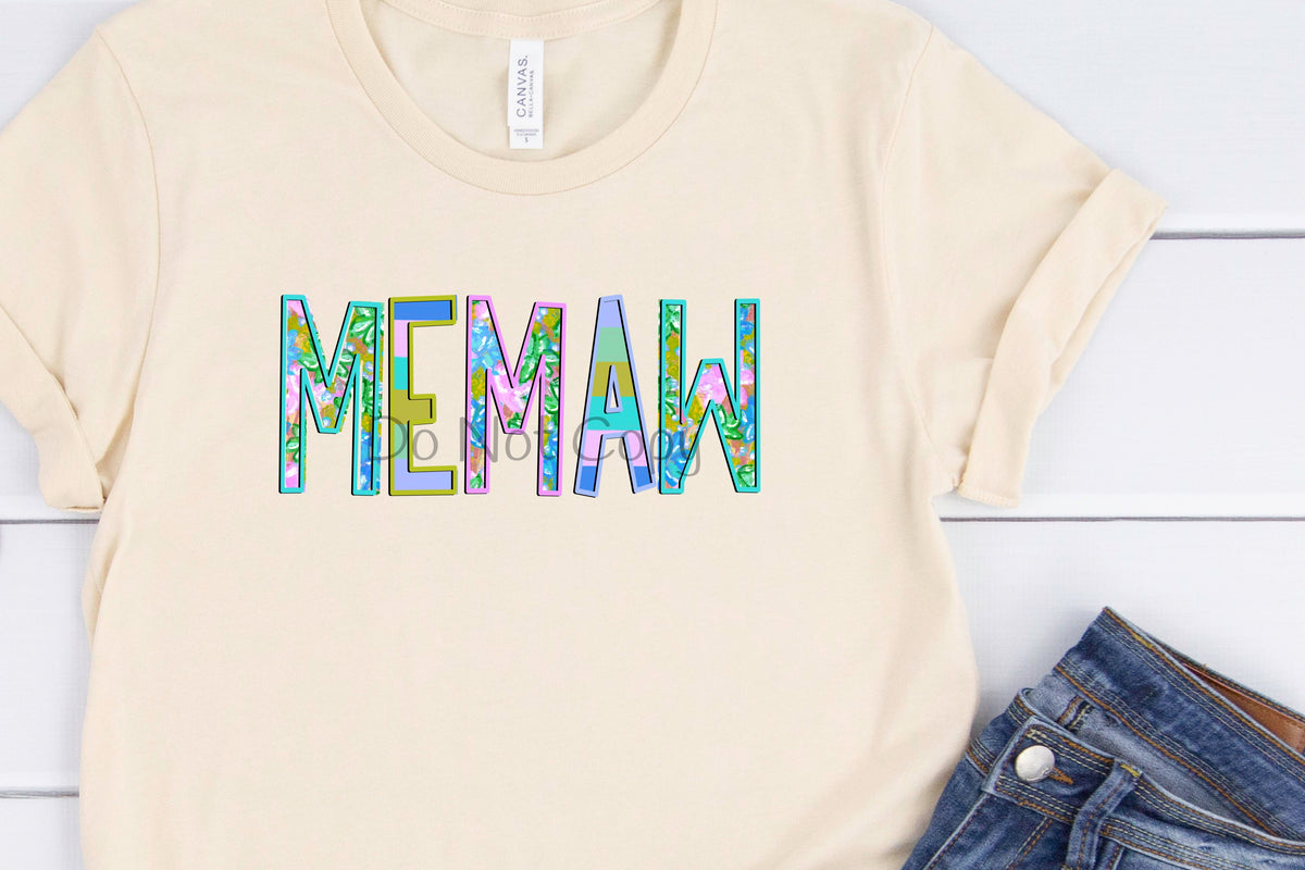 Memaw floral and stripe-DTF