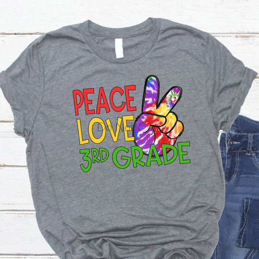 Peace love 3rd grade hand-DTF
