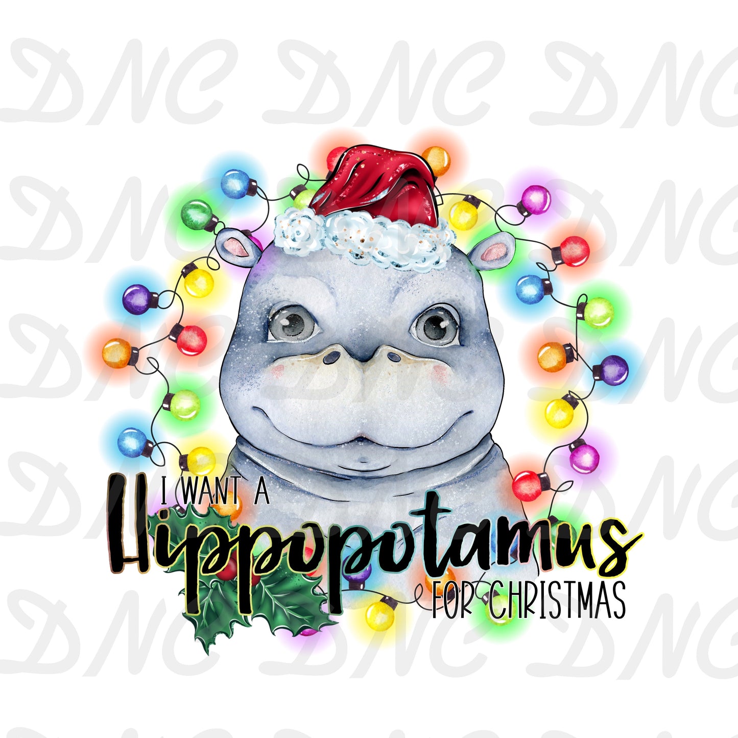 Hippopotamus for christmas no teeth - Sublimation