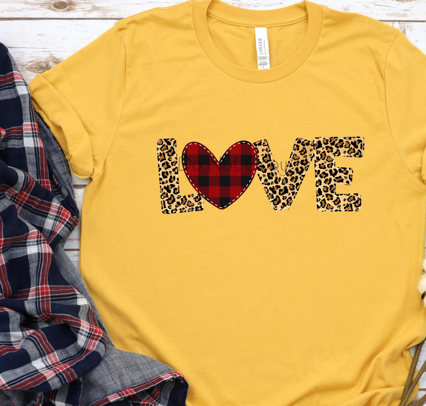 Love leopard plaid heart-DTF