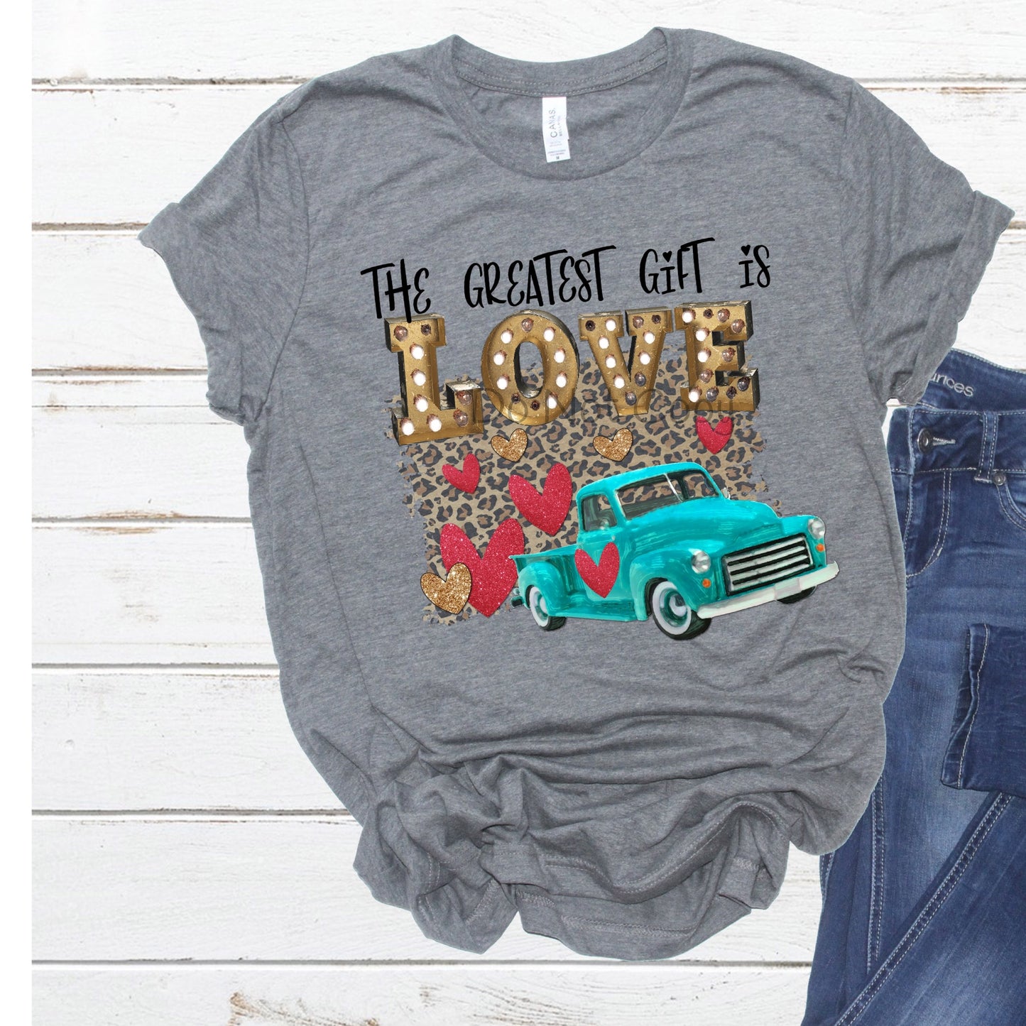 The greatest gift is love truck hearts-DTF