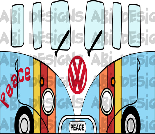 VW front light blue with stripes-sublimation