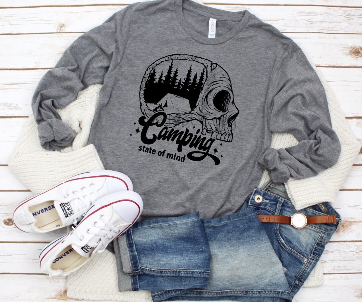 Camping state of mind skull-DTF