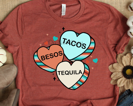 Tacos besos tequila hearts-DTF