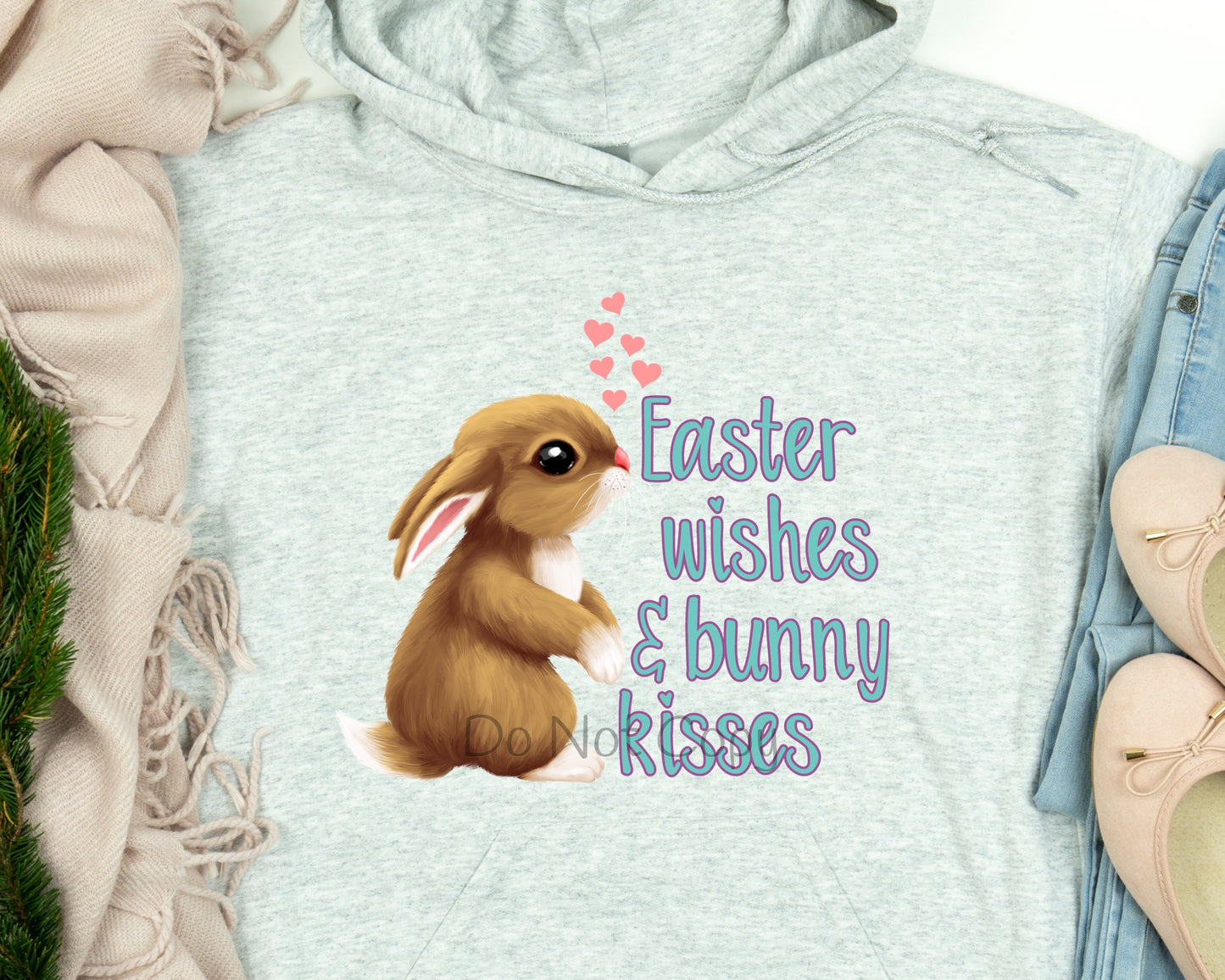 Easter wishes bunny kisses with bunny-DTF