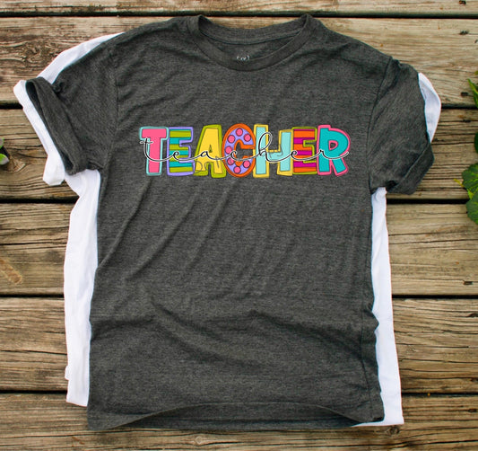 Teacher funky letters - DTF